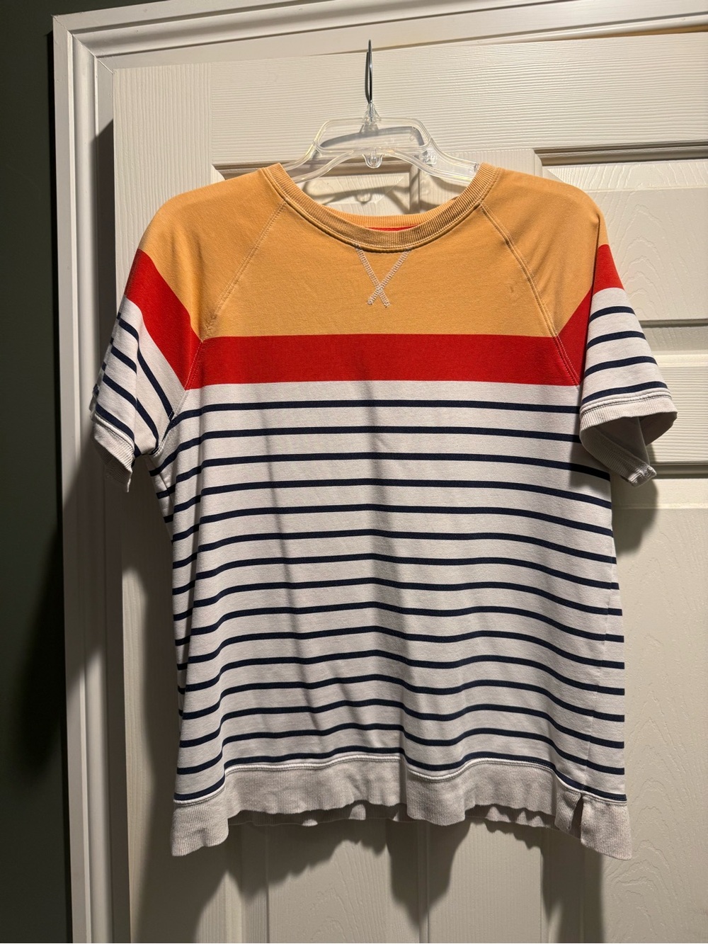 PIONEER Short-Sleeve Stripe Tee in Yellow, Red & Navy